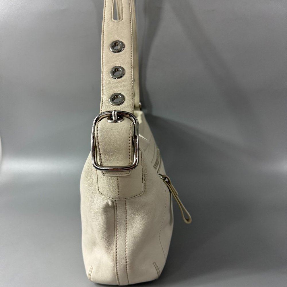 COACH # 1417 Off-White Leather Top Zip Shoulder Bag - Picture 4 of 13